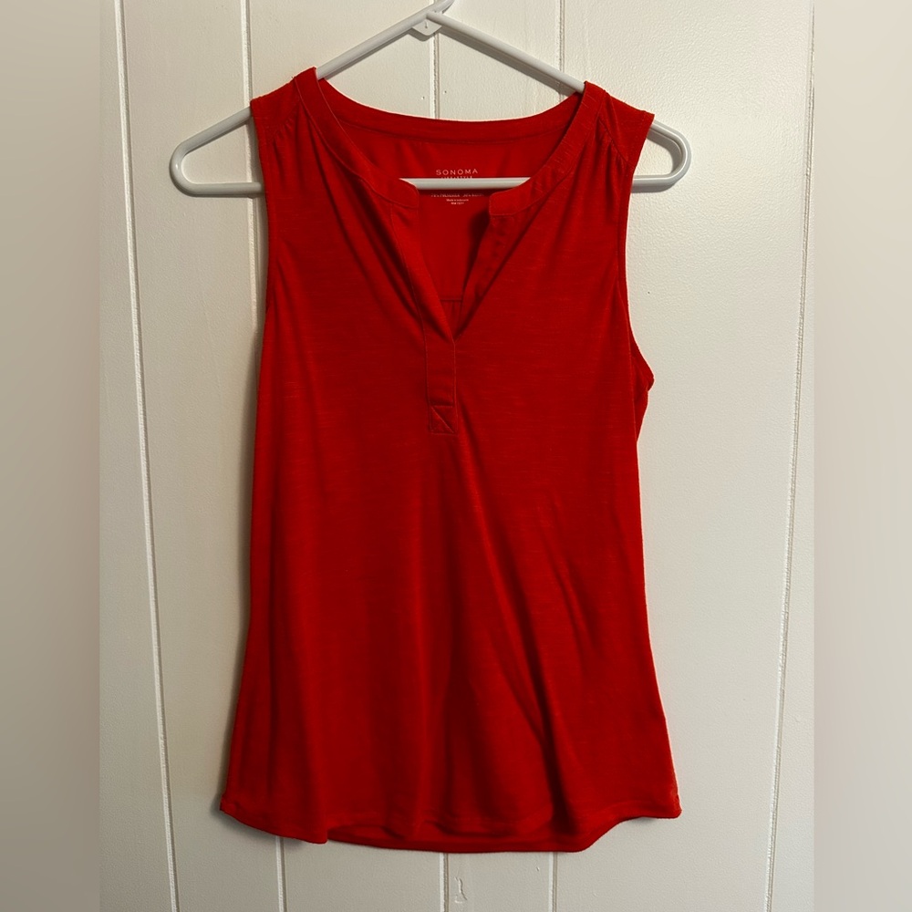 Sonoma Bright Red Sleeveless V-Neck Tank Top